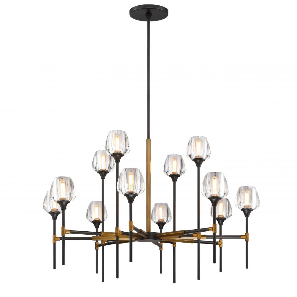 Chandelier Urban Bronze + Aged Brass E12