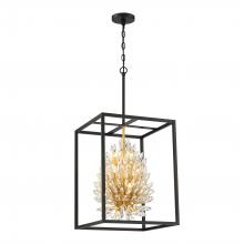 SDQ Lighting PD36312BKGD - Chandelier Matte Black + Painted Gold G9