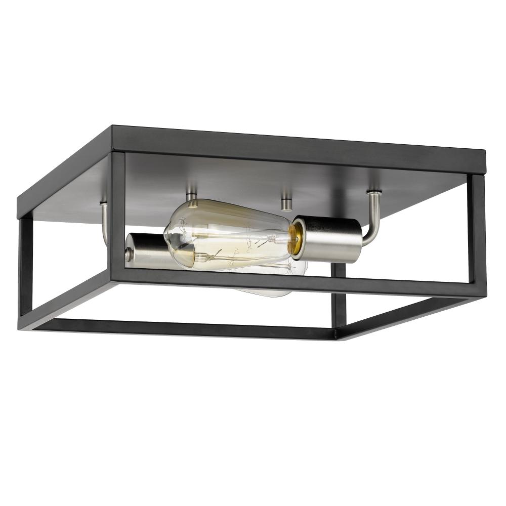 Concord 2-Light Black Frame With Brushed Nickel Socket Flush Mount 12.75“ X 12.75” X 5“