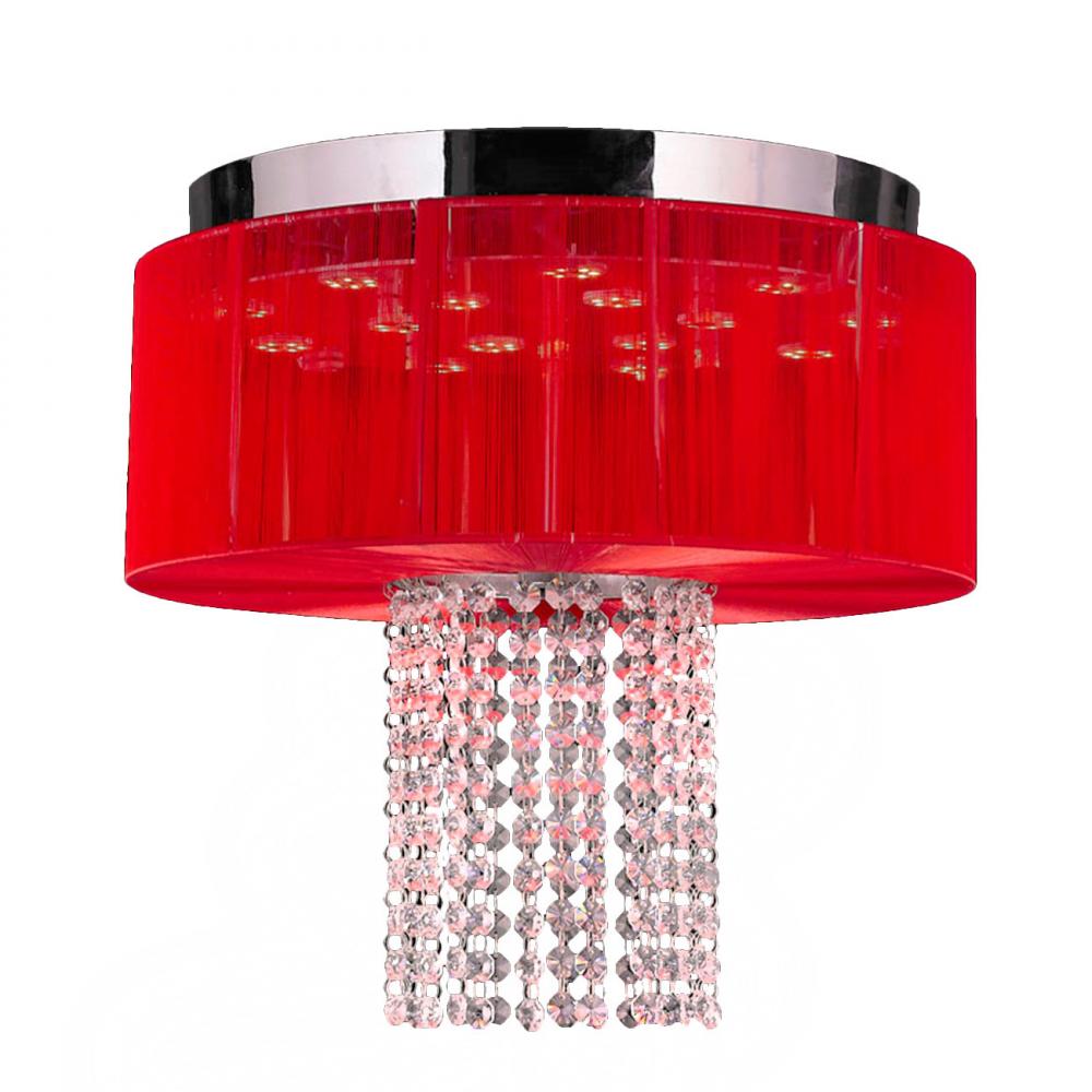 Alice Collection 6 Light LED Chrome Finish and Clear Crystal with Red String Shade 16" D x 14