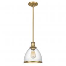 Worldwide Lighting Corp E80003-010 - Cloe 1-Light Vintage Brass Finish Harmer Glass Pendant 9“ X 9” X 10.5“