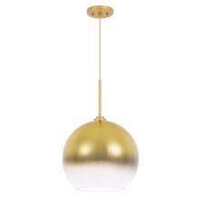 Worldwide Lighting Corp E80006-014 - Phantasm II 1-Light Light Gold Finish Champagne Graduated Color Glass Pendant 10“ X 10” X 16“