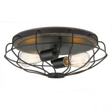 Worldwide Lighting Corp E30040-001 - Cyclone 15 in. D X 5.25 in. H 2-Light Black And Seaside Oak Flush Mount