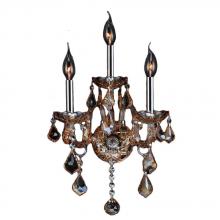 Worldwide Lighting Corp W23103C13-AM - Provence 3-Light Chrome Finish and Amber Crystal Candle Wall Sconce Light 13 in. W x 18 in. H Medium