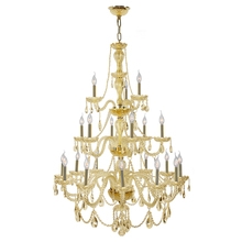 Worldwide Lighting Corp W83099G38-GT - Provence Collection 21 Light Gold Finish and Golden Teak Crystal Chandelier 38" D x 54" H Th