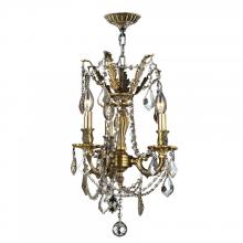 Worldwide Lighting Corp W83302B13-CL - Windsor Collection 3 Light Antique Bronze Finish and Clear Crystal Cast Brass Mini Chandelier 13"