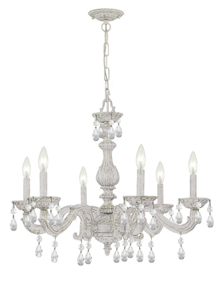 Paris Market 6 Light Clear Crystal Antique White Chandelier : 5036-AW-CL-MWP  | Ultra Lighting Canada