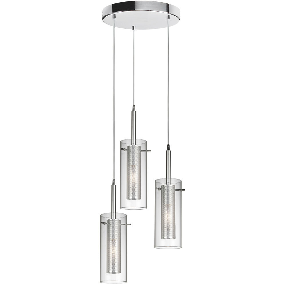 3LT Round Metal/Glass Pendant