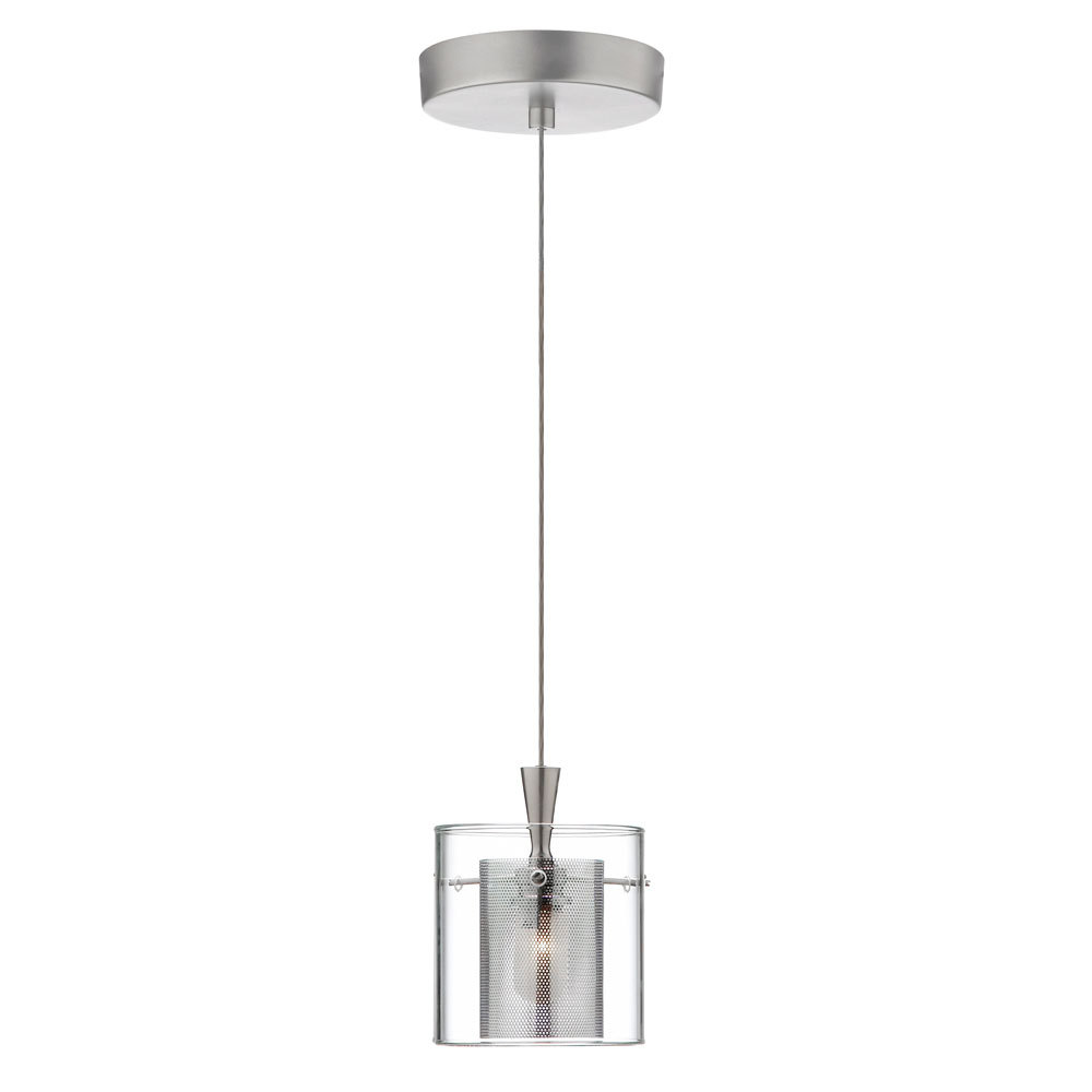 Single Pendant, Clear Glass/Mesh