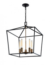 Matteo Lighting C61705RB - Scatola Rusty Black and Aged Gold Brass Accents Chandelier
