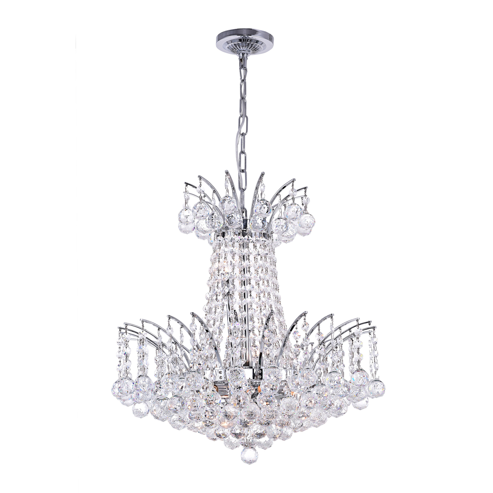 Posh 11 Light Down Chandelier With Chrome Finish