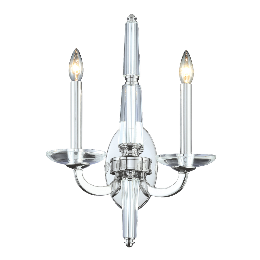 Senze 2-Light Wall Sconce, Chrome Finish