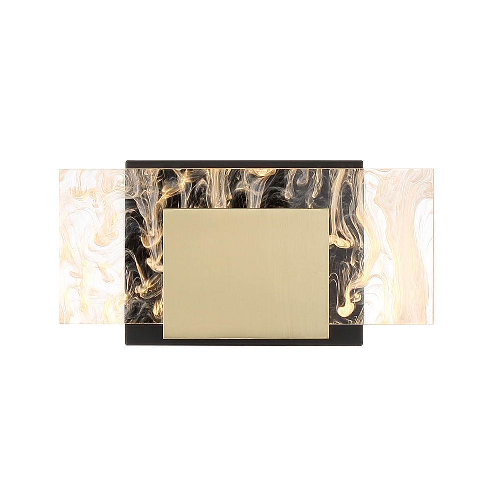 Kasha 1 Light Vanity in Black and Brass