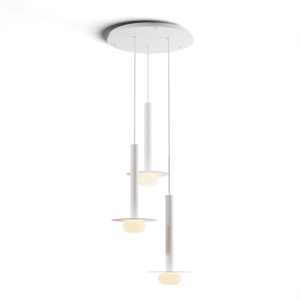 Combi Pendant 16" Circular 3 Combo Matte White with Matte White Canopy
