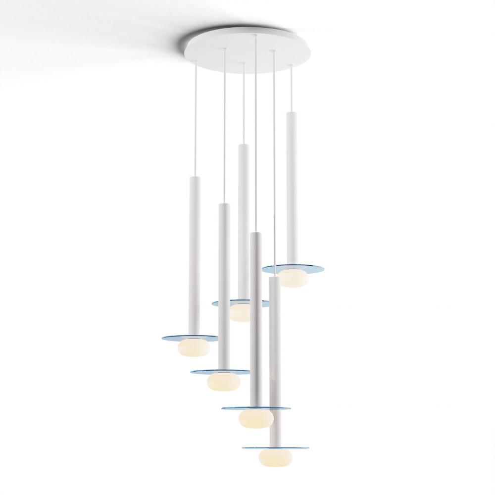 Combi Pendant 24" Circular 6 Combo Matte White with Matte White Canopy