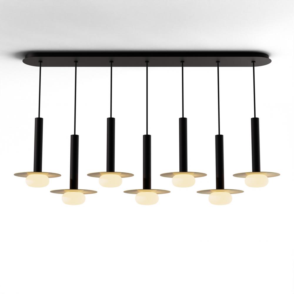 Combi Pendant 12" Linear 7 Combo Matte Black with Matte Black Canopy