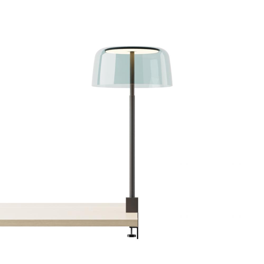 Yurei Co-Working Lamp (Matte Black) Edge Clamp with 14" Acrylic Shade, Blue