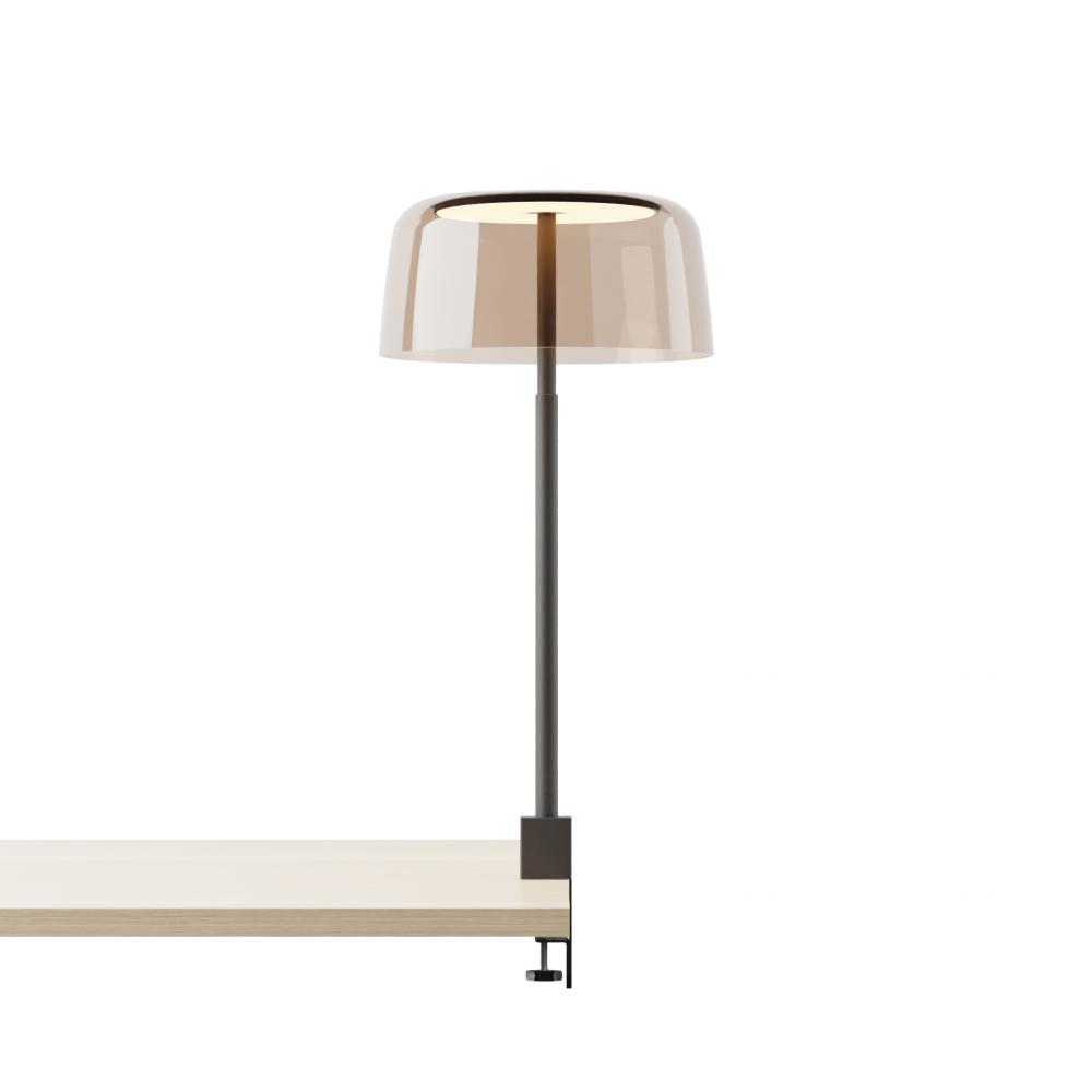 Yurei Co-Working Lamp (Matte Black) Edge Clamp with 14" Acrylic Shade, Tea