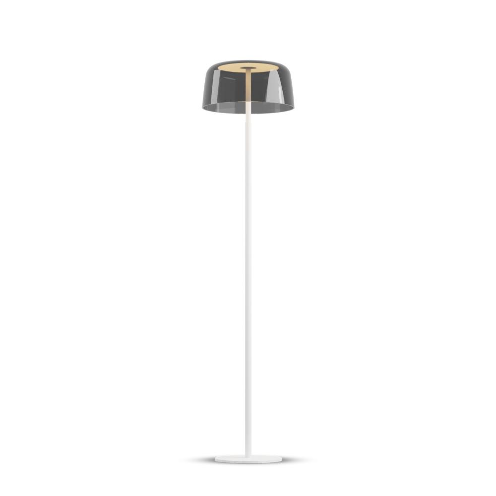 Yurei Floor Lamp (Matte White) with 14" Acrylic Shade, Dark Gray