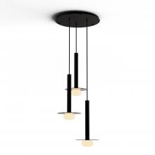 Koncept Inc CMP-C3-S-16-MTB+GDGY9+GLB - Combi Pendant 16" Circular 3 Combo Matte Black with Matte Black Canopy