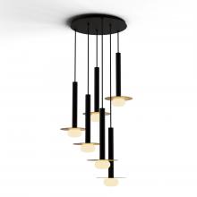 Koncept Inc CMP-C6-S-16-MTB+MBRS9+GLB - Combi Pendant 16" Circular 6 Combo Matte Black with Matte Black Canopy