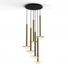 Koncept Inc CMP-C6-S-24-BRS+GTEA9+GLB - Combi Pendant 24" Circular 6 Combo Brass with Matte Black Canopy