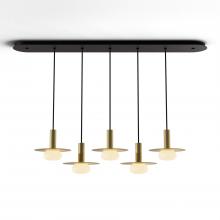 Koncept Inc CMP-L5-S-06-BRS+MBRS9+GLB - Combi Pendant 6" Linear 5 Combo Brass with Matte Black Canopy