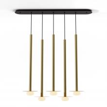 Koncept Inc CMP-L5-S-36-BRS+MBRS9+GLB - Combi Pendant 36" Linear 5 Combo Brass with Matte Black Canopy