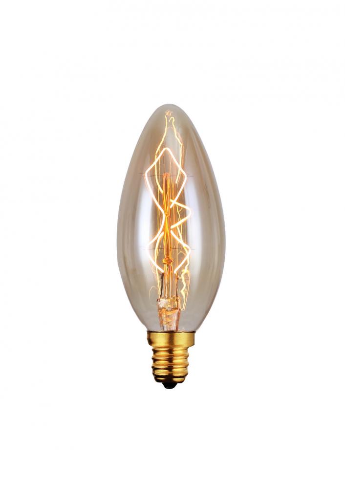 Bulb, Edison Bulbs, 40W E12, Light Golden Glass, C35 Cone Shape, Dimmable, 2500 hours