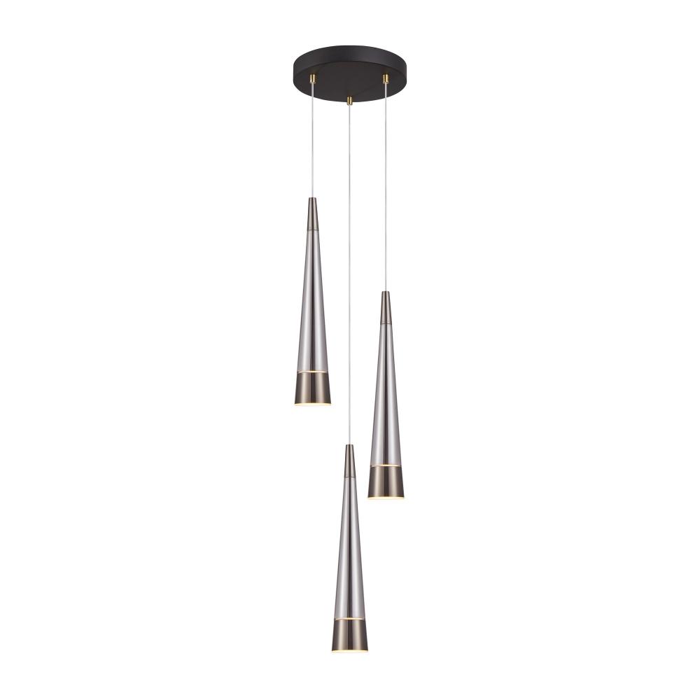 Sunnyvale Collection 3-Light Chandelier Pearl Black and Smoke