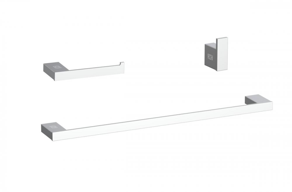 Bathroom hardware set 24"x2.9"+7"x2.9"+2.2"x1.5" chrome