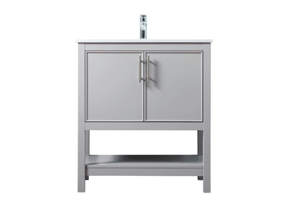 Vanity Cabinet 2Dr W30"x D19"x H34" Grey