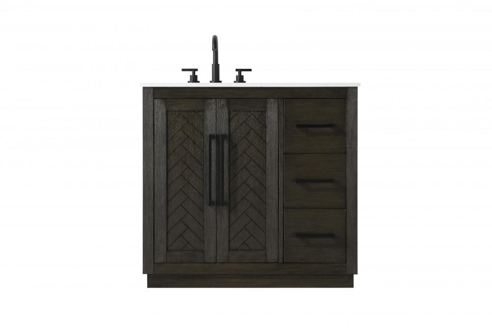 Vanity Cabinet 2Dr 3Dw W36"xD21.5"xH34" Chocolate Oak