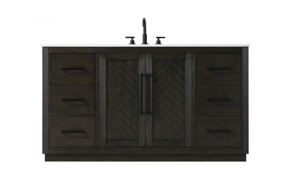 Vanity Cabinet 2Dr 6Dw W60"xD21.5"xH34" Chocolate Oak