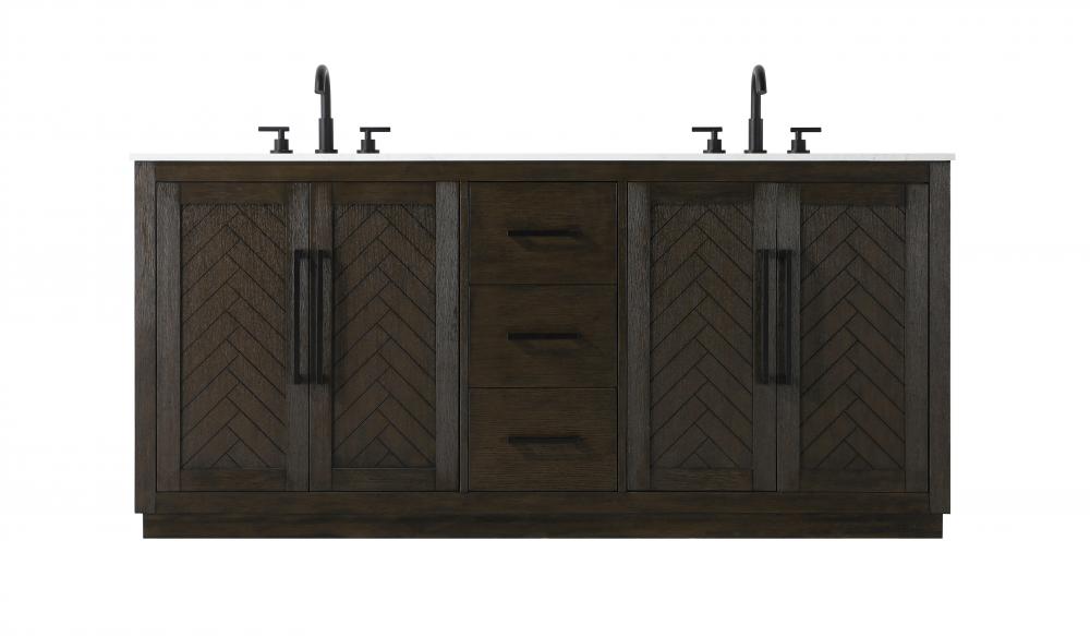 Vanity Cabinet 4Dr 3Dw W72"xD21.5"xH34" Chocolate Oak