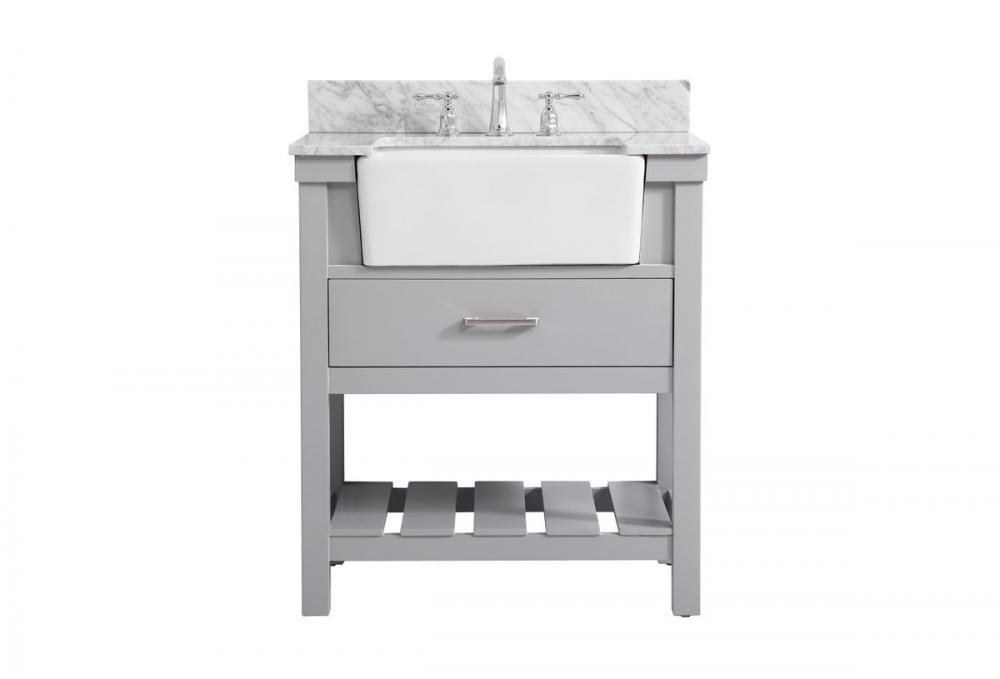 30 inch Single bathroom vanity in black with backsplash