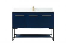 Elegant VF42548MBL-BS - 48 inch Single bathroom vanity in blue with backsplash