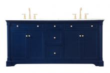 Elegant VF53072DBL - 72 inch double bathroom vanity in Blue