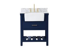 Elegant VF60130BL-BS - 30 inch Single bathroom vanity in blue with backsplash