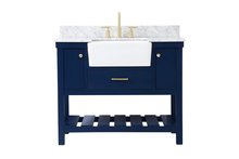 Elegant VF60142BL-BS - 42 inch Single bathroom vanity in blue with backsplash