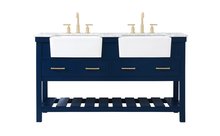 Elegant VF60160DBL - 60 inch double bathroom vanity in blue