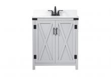 Elegant VF90230GR-BS - 30 inch Single bathroom vanity in grey with backsplash