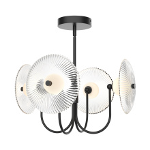 Alora Lighting PD417904MBCR-UNV - Hera 21-in Matte Black/Clear Ribbed Glass LED Pendant
