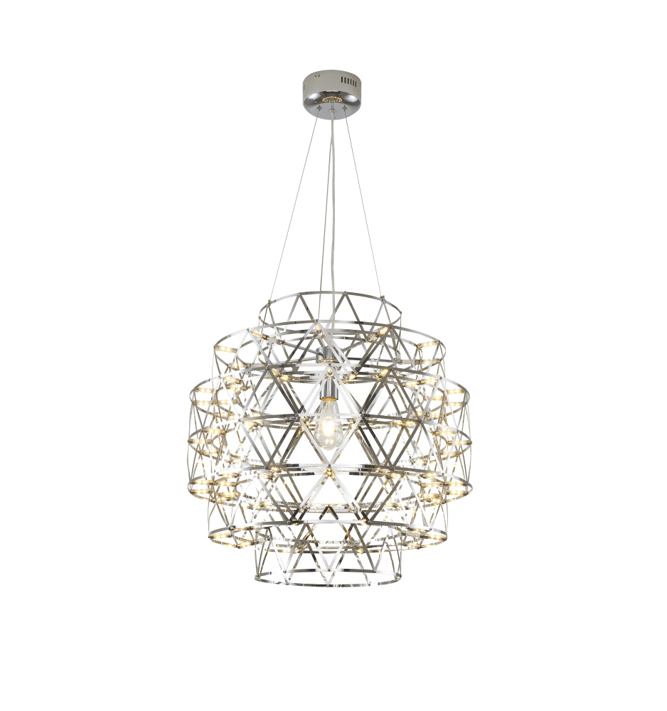85-Light Dimmable Chrome Stainless Steel LED Chandelier in a 5-Tier Design