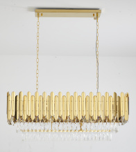 Bethel International Canada GL406C38G - Gold Rectangular Frame Chandelier