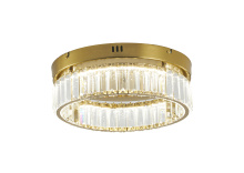 Bethel International Canada GL447FM14BR - 1-Light Brass Dimmable LED Flush Mount With Clear Crystals