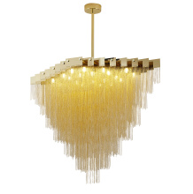 Bethel International Canada IMG04C39G - 20-Light Gold prism chandelier with hanging aluminum chains