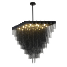 Bethel International Canada IMG07C39B - 20-Light black prism chandelier with hanging aluminum chains
