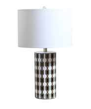 Bethel International Canada MTL31PQ-SN - Black and White Ceramic Frame Table Lamp