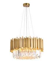 Bethel International Canada MU10C22G - Chandelier Stainless Steel & Crystal